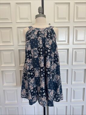 Roller Rabbit Navy and Pink Paisley Patchwork Halter Dress